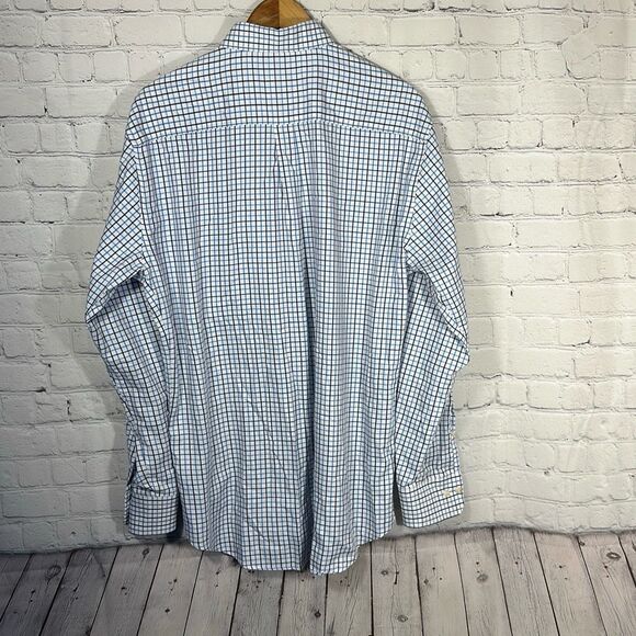 Peter Millar Sport Shirt Mens Large Nanoluxe Cotton Blue Plaid - Picture 5 of 8